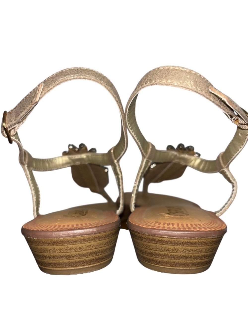 Carlos By Carlos Santana Pineapple Rhinestone Thong Slingback Sandals Gold NWOT - Picture 11 of 11